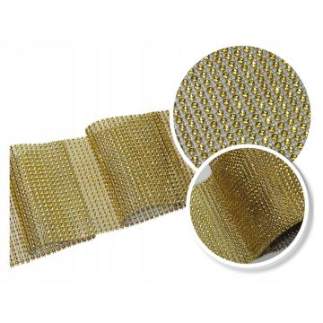 TAŚMA Z CYRKONIAMI PAS OZDOBNY 12CM/1MB DŻETY ZŁOTO 1 – na metry (cena za 1 mb)