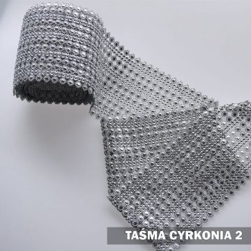 Tasiemka z cyrkoniami 2  srebrna 12 cm