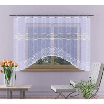 FIRANKA GOTOWA ŻAKARDOWA 160X300 15695 BIAŁA + SREBRNA ODPASOWANA ŁUK