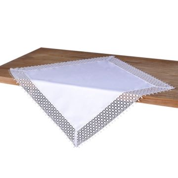 Biały Bieżnik 85x85 Z Gipiurą 053