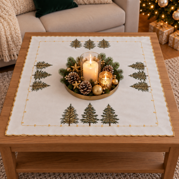 Elegancki obrus świąteczny kwadratowy 85 × 85 cm – haftowane choinki wzór:118