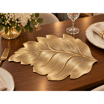 Podkładka dekoracyjna GOLD NATURE – złoty liść PVC 51 × 32 cm