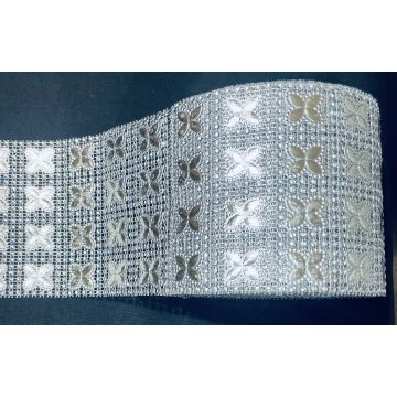 Tasiemka z cyrkoniami kwiatek srebrna 12 cm