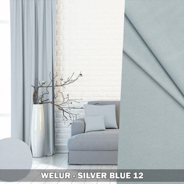 Gotowa zasłona welur SWING na taśmie 140x230 Silver Blue