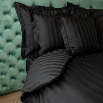Komplet pościeli bambusowej z rantem czarna